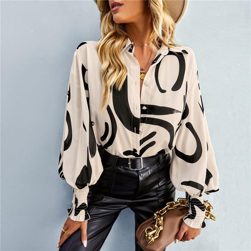 Boho Printed Lantern Sleeve Top – Relaxed Fit Casual Shirt for Country Girls Country in My Heart