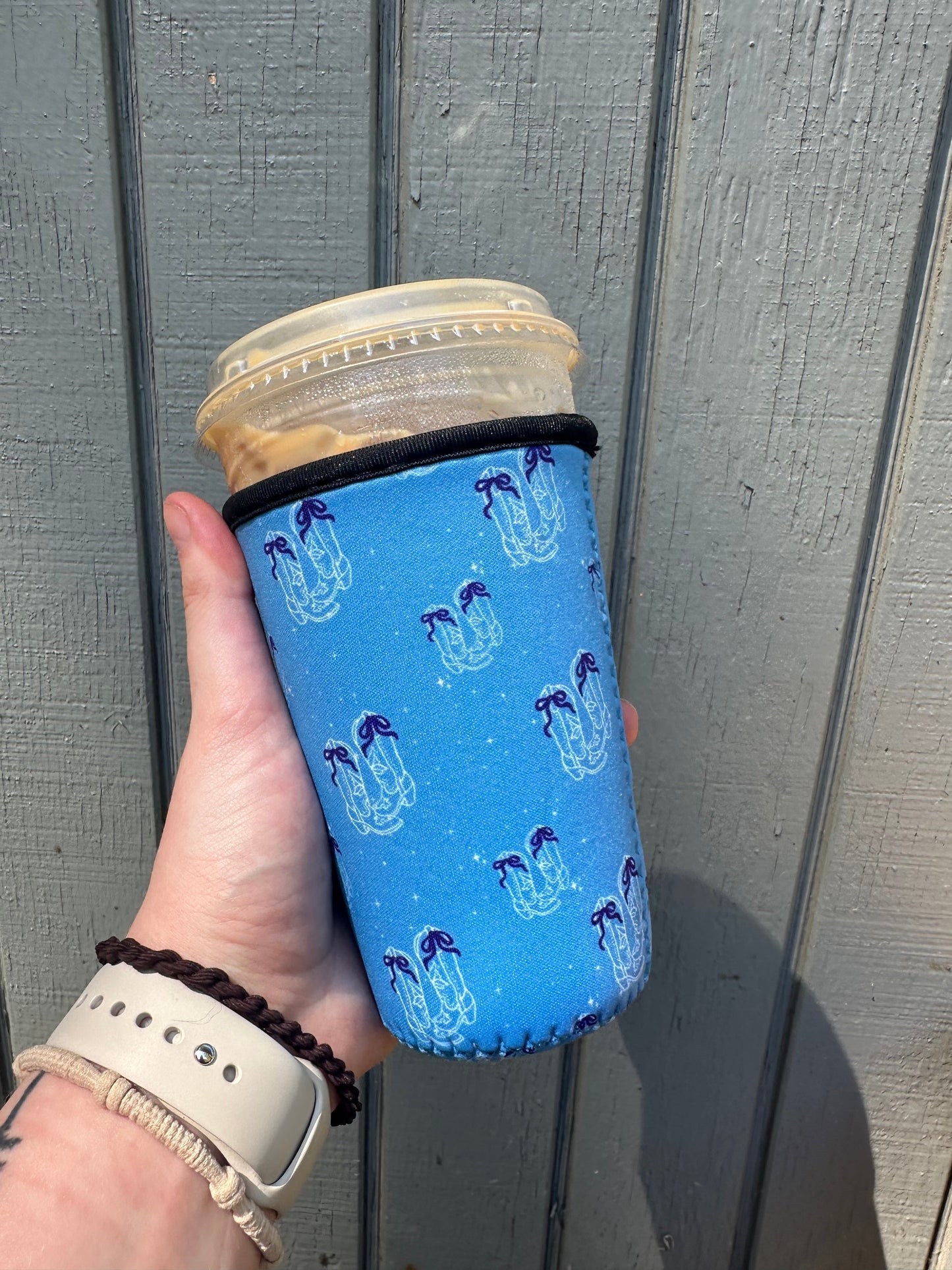 Bow Cowgirl Boots Iced Coffee Cover | Iced Coffee Koozie BashDesignsCo