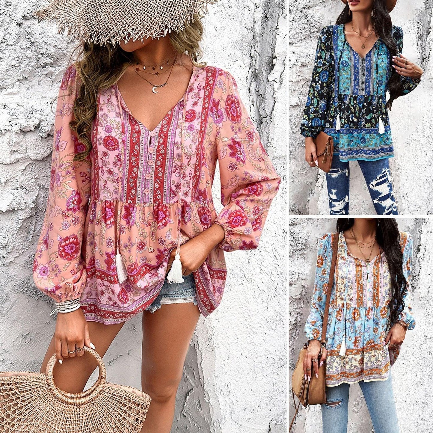 Western V-neck Long Sleeved Top | Perfect Cowgirl Style for Every Occasion Country in My Heart