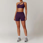 Slant Shoulder Bra + High-Waisted Shorts Yoga Set | Country Girl Fitness Outfit Country in My Heart
