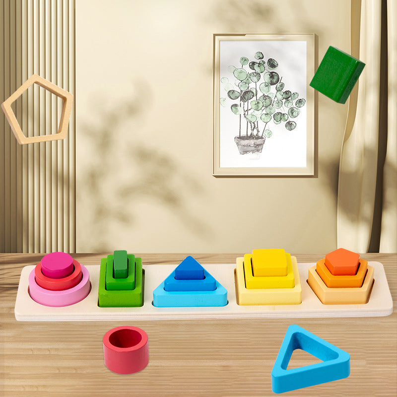 Geometric shape column matching assembly for children's enlightenment, boys and girls' early education puzzle toys, building blocks