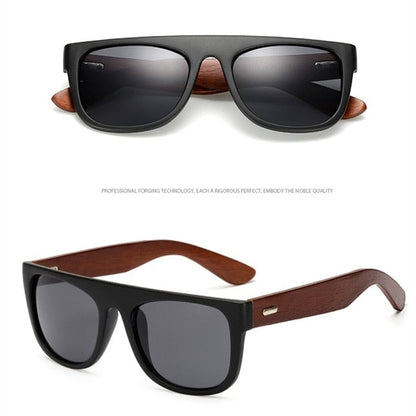 Bamboo Wooden Arms Sunglasses Men Women Black Sunglass FitiqueFit