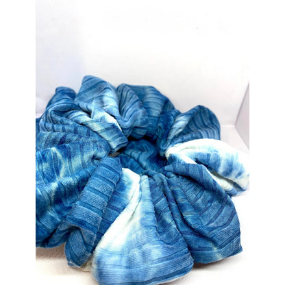 Dark Blue Tie Dye Ribbed Scrunchie Enchanted Scrunch