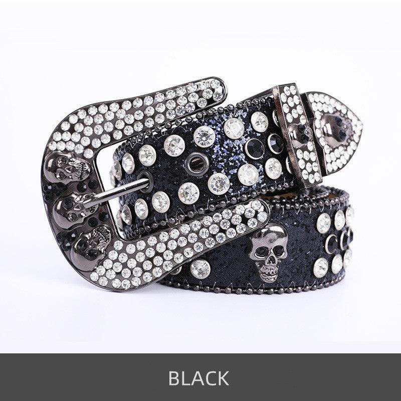 Skullduggery Western Rhinestone Belt | Punk Rock Skull Studded Fashion Belt Country in My Heart