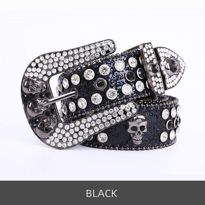 Skullduggery Western Rhinestone Belt | Punk Rock Skull Studded Fashion Belt Country in My Heart