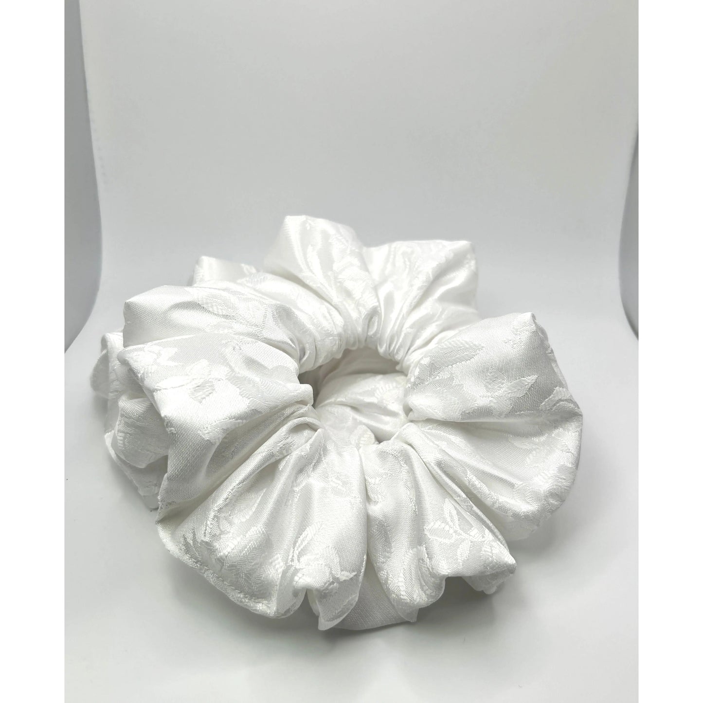 White Leaf Satin Scrunchie Enchanted Scrunch