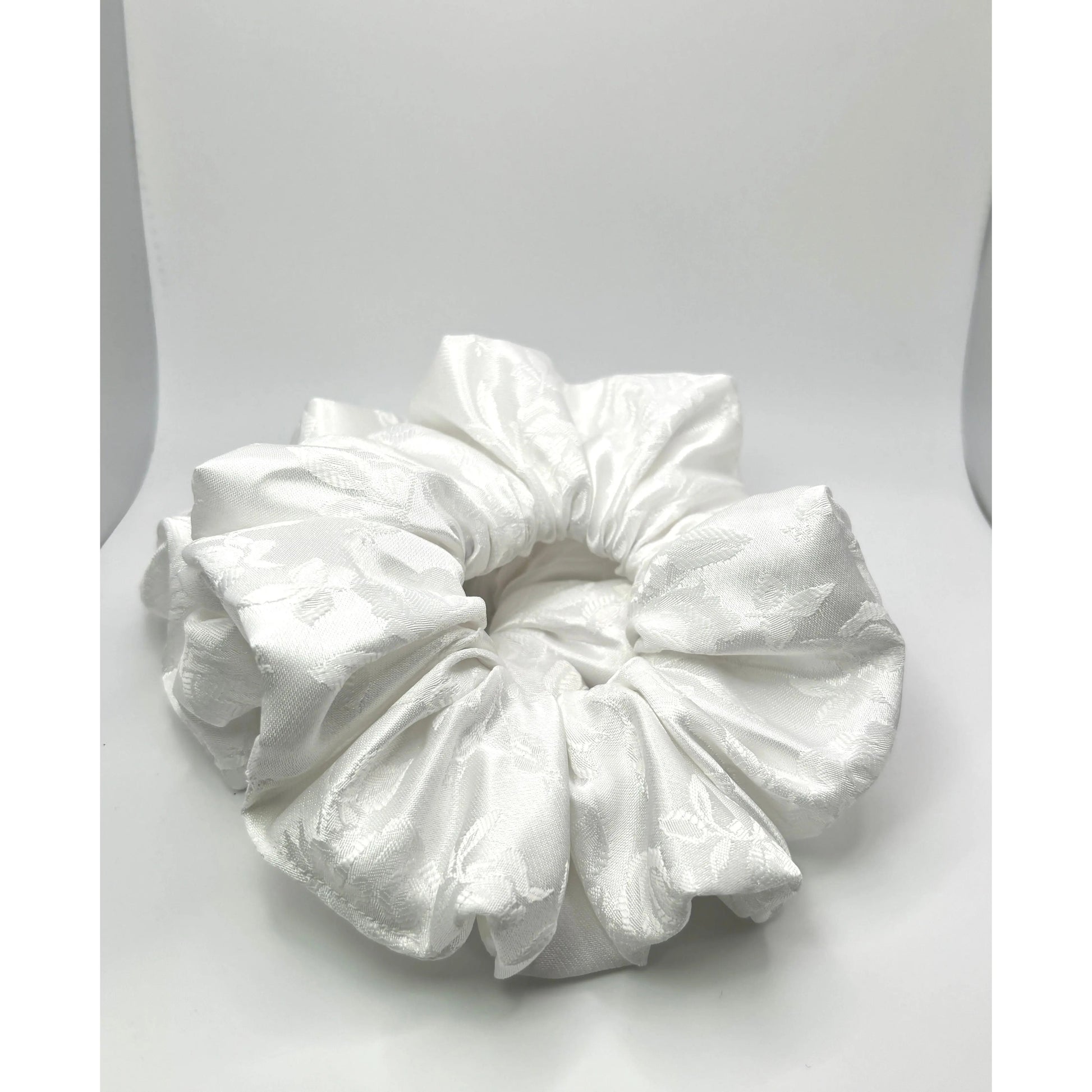 White Leaf Satin Scrunchie Enchanted Scrunch