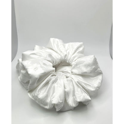 White Leaf Satin Scrunchie Enchanted Scrunch
