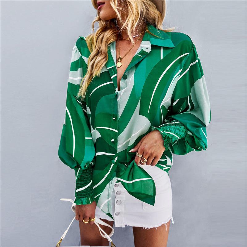 Boho Printed Lantern Sleeve Top – Relaxed Fit Casual Shirt for Country Girls Country in My Heart