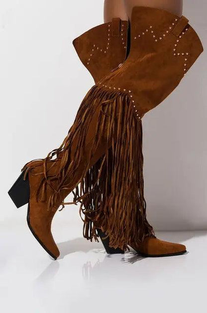 Vintage Fringe Over-the-Knee Boots Country in My Heart