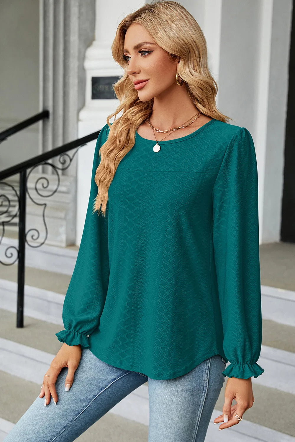 🌸 Round Neck Flounce Sleeve T-Shirt FitiqueFit
