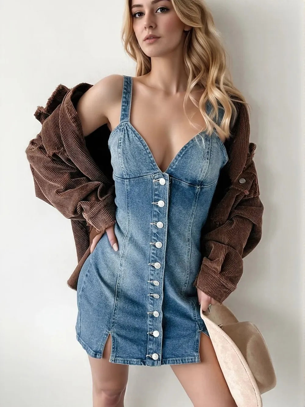 Denim Days Button-Down Cami Dress Country in My Heart