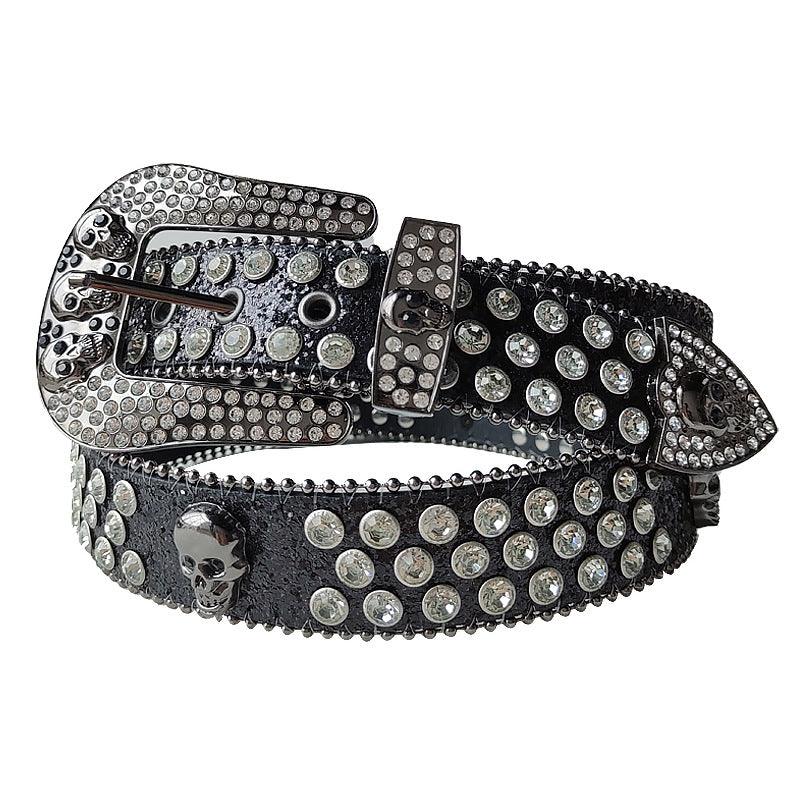 Skullduggery Western Rhinestone Belt | Punk Rock Skull Studded Fashion Belt Country in My Heart