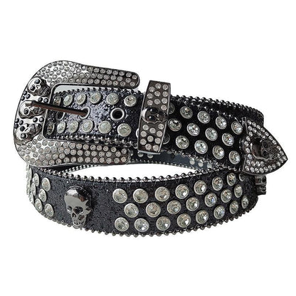 Skullduggery Western Rhinestone Belt | Punk Rock Skull Studded Fashion Belt Country in My Heart