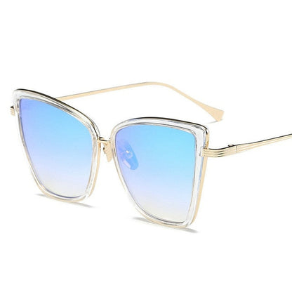 Big Cat Eye Sunglasses Women Black Mirror Sun Glasses FitiqueFit