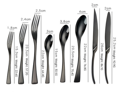 Portugal Titanium Black Stainless Steel Western Cutlery Set for Hotel and Restaurant Knife Fork Spoon Suite Factory Wholesale