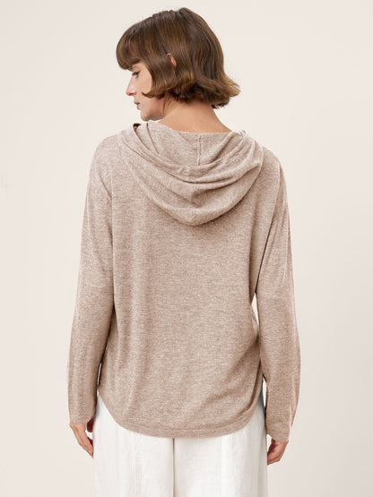 100% Extra-Fine Merino Wool Knit Hooded Sweatshirt SIA