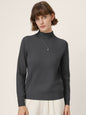 Premium Cashmere Blend Hand-Finished Seamless Mock Neck Ribbed Sweater RHEA