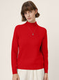 Premium Cashmere Blend Hand-Finished Seamless Mock Neck Ribbed Sweater RHEA