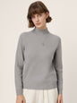 Premium Cashmere Blend Hand-Finished Seamless Mock Neck Ribbed Sweater RHEA