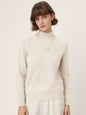 Premium Cashmere Blend Hand-Finished Seamless Mock Neck Ribbed Sweater RHEA