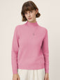 Premium Cashmere Blend Hand-Finished Seamless Mock Neck Ribbed Sweater RHEA