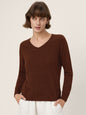 Premium Cashmere Blend Hand-Finished Seamless V-Neck Sweater SURI