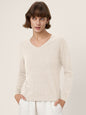 Premium Cashmere Blend Hand-Finished Seamless V-Neck Sweater SURI