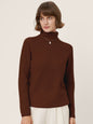 Premium Cashmere Blend Hand-Finished Seamless Turtleneck Knit Top TOVE