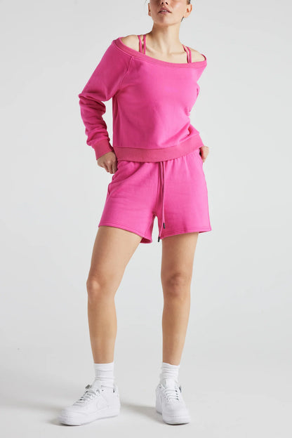 Off Shoulder Sweatshirt in PINK Fitkitty Culture Athleisure Wear, Yoga Wear & Women's Clothing