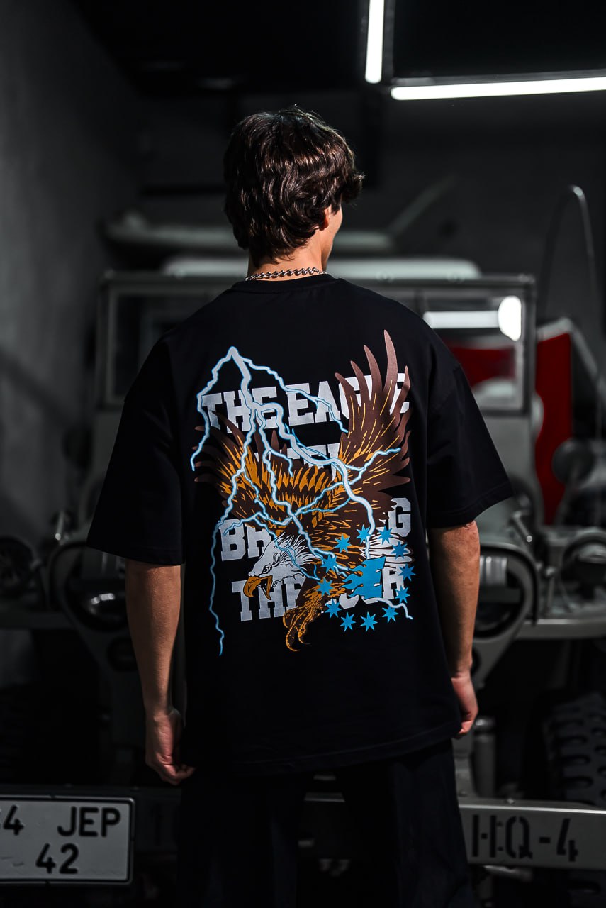 Eagle Lightning Graphic Tee – Bold Print Shirt Withinblack
