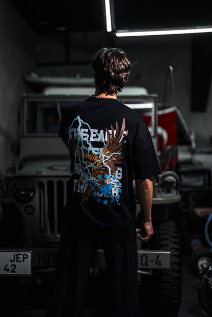 Eagle Lightning Graphic Tee – Bold Print Shirt Withinblack
