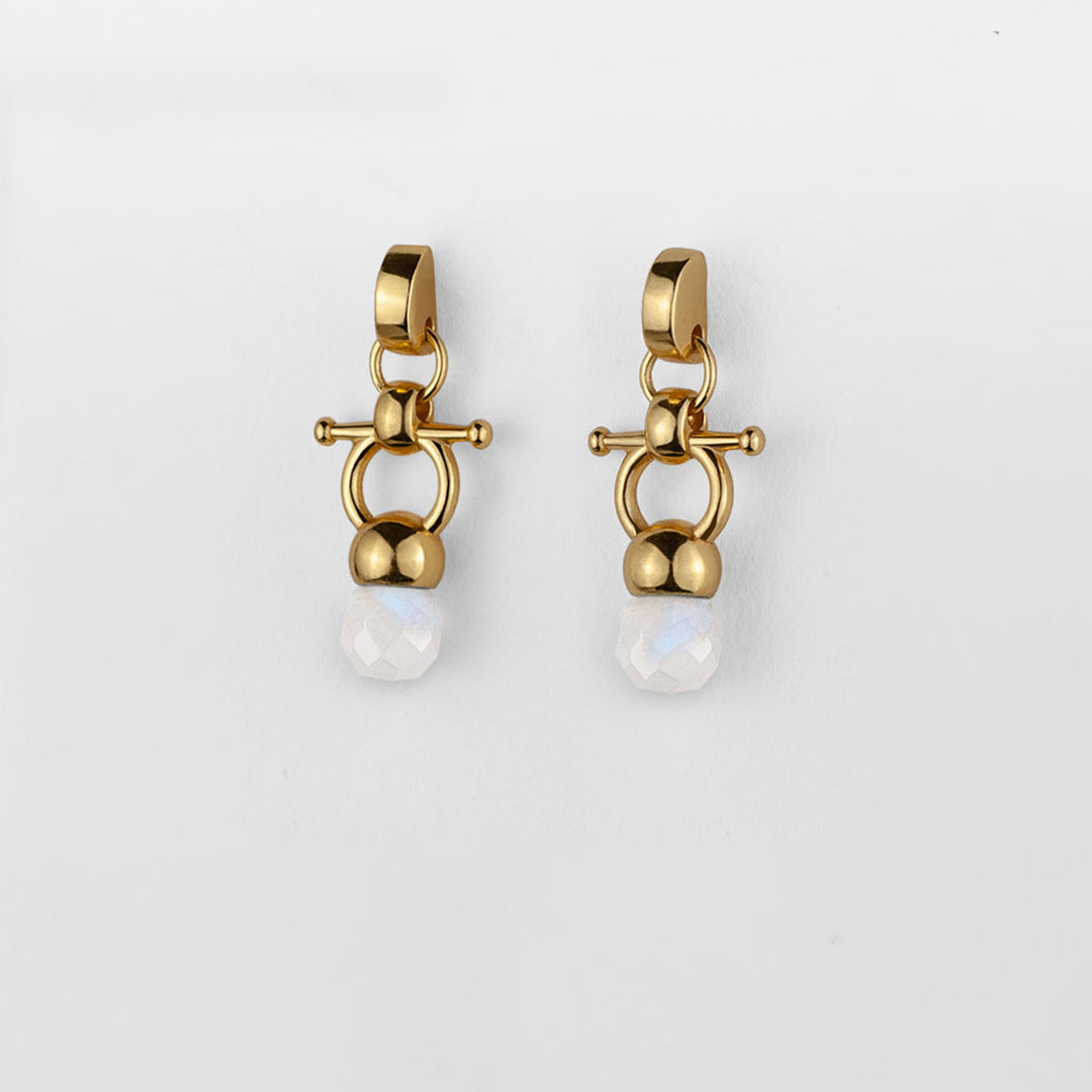 Briolette - Moonstone Horse Bit Equestrian Earring in Gold Urban-Equestrian