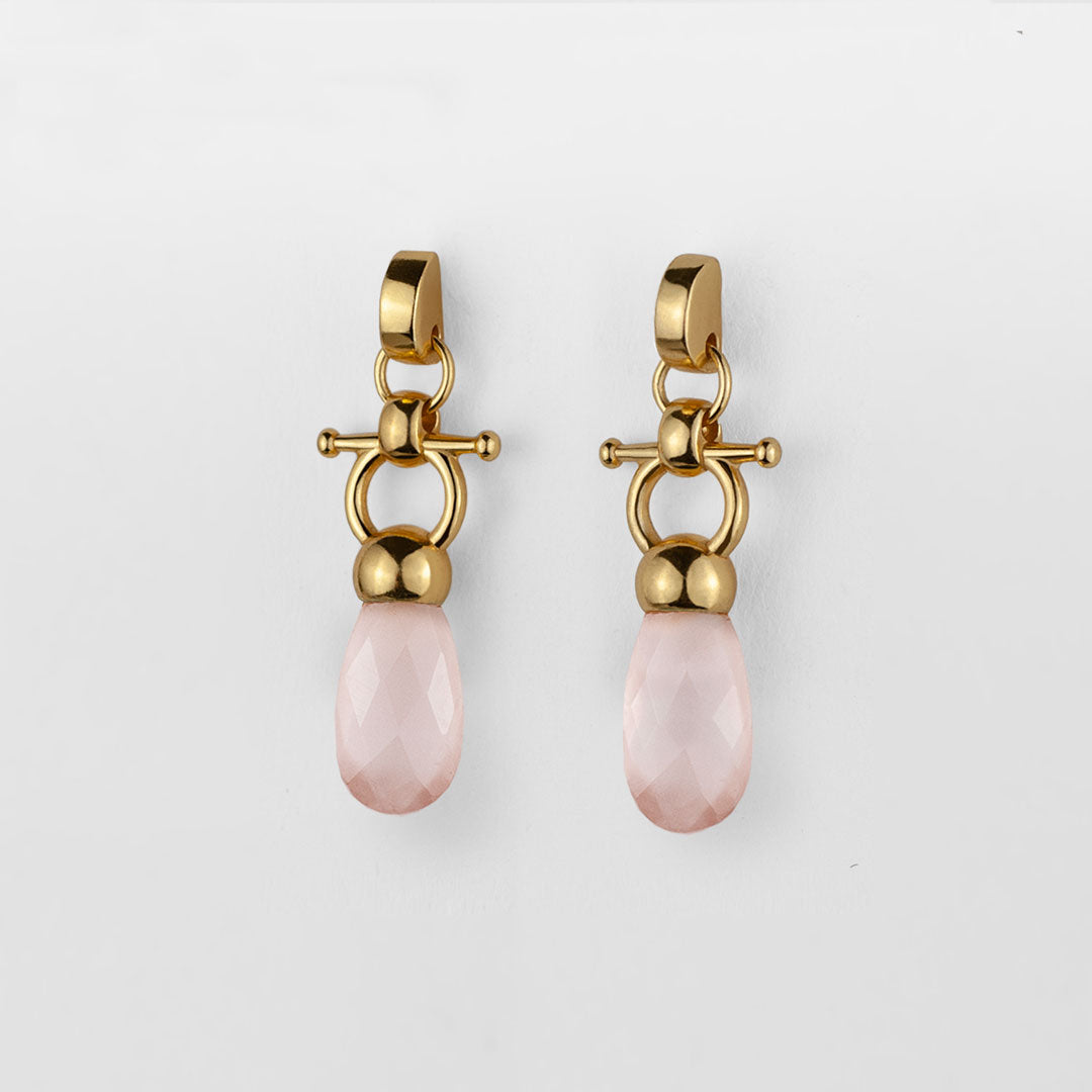 Droplette - Rose Quartz Equestrian Horse Bit Necklace in Gold Urban-Equestrian