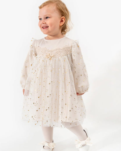 Elodie Dress – Ivory & Gold Dress Honey and Hive