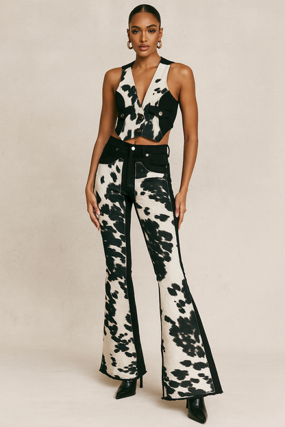 Rodeo Bell Bottom Jean in Black GJG DENIM