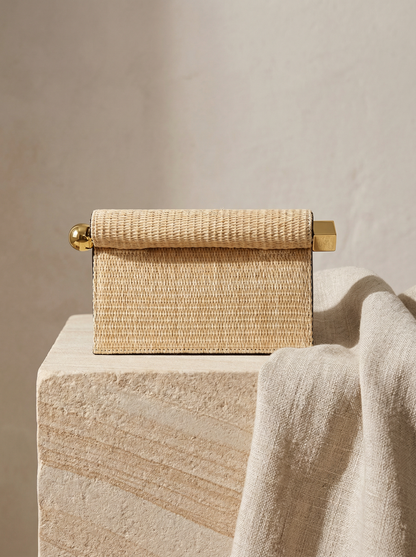 Elegant Woven Straw Foldover Clutch Natural Evening Handbag for Special Occassion