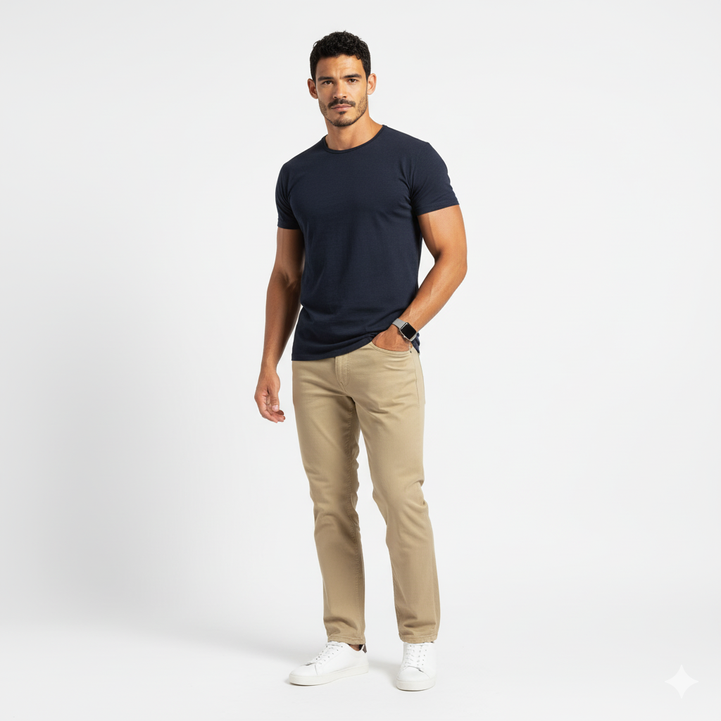 Elijah Navy Short Sleeve Crew Auragen