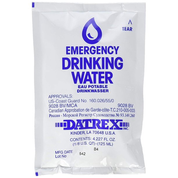 Six Pack of Water Pouches - Long Shelf Life quakekits.com