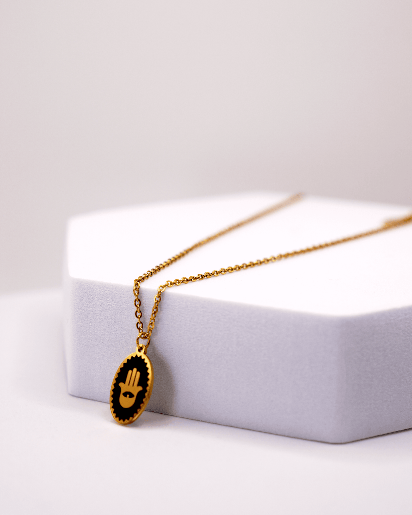 Enamel Hamsa Pendant Necklace LUNAR VINES