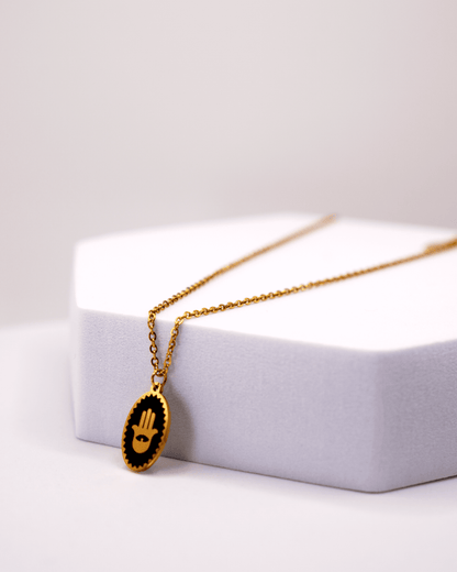 Enamel Hamsa Pendant Necklace LUNAR VINES