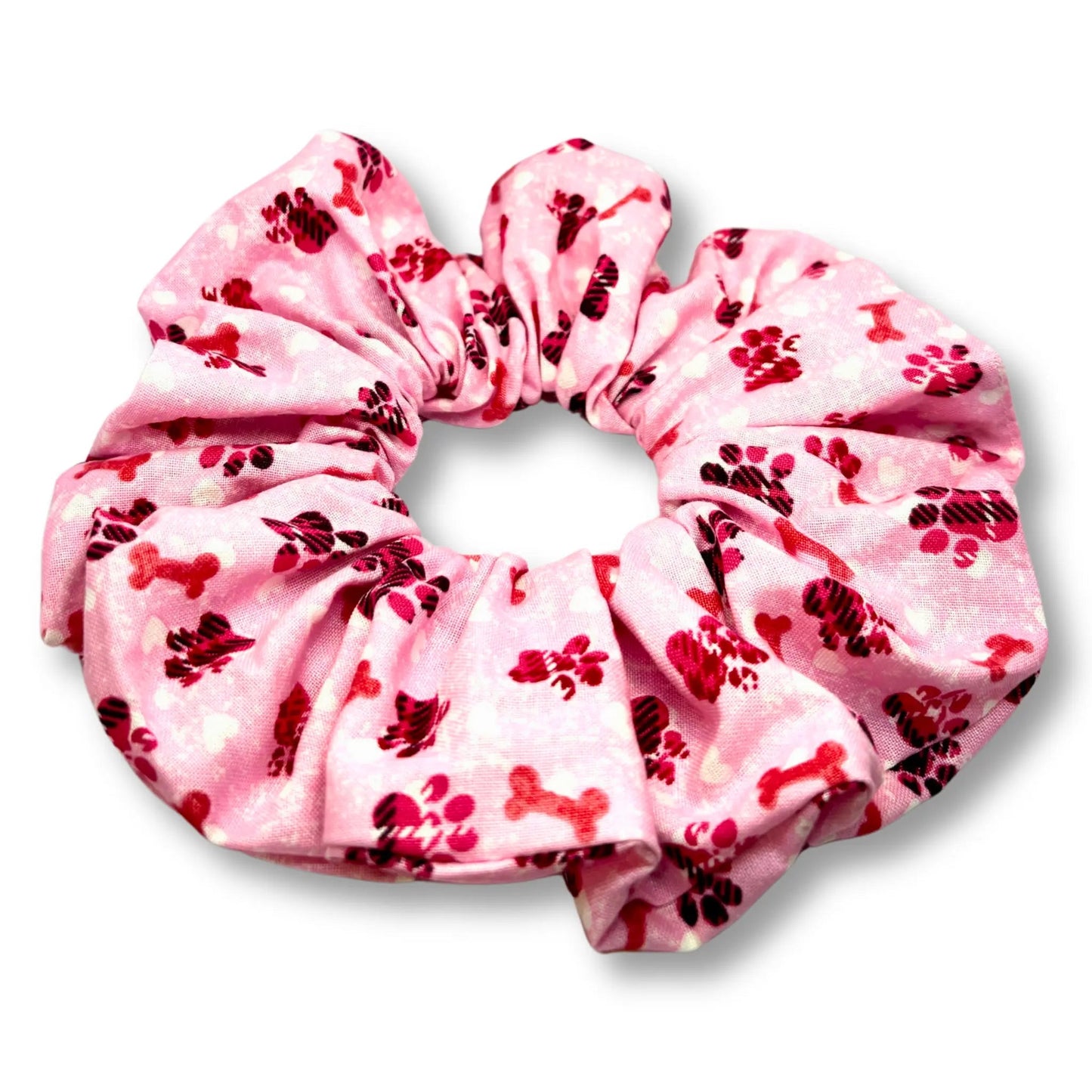 Pink Paw Print & Bones Scrunchie Enchanted Scrunch