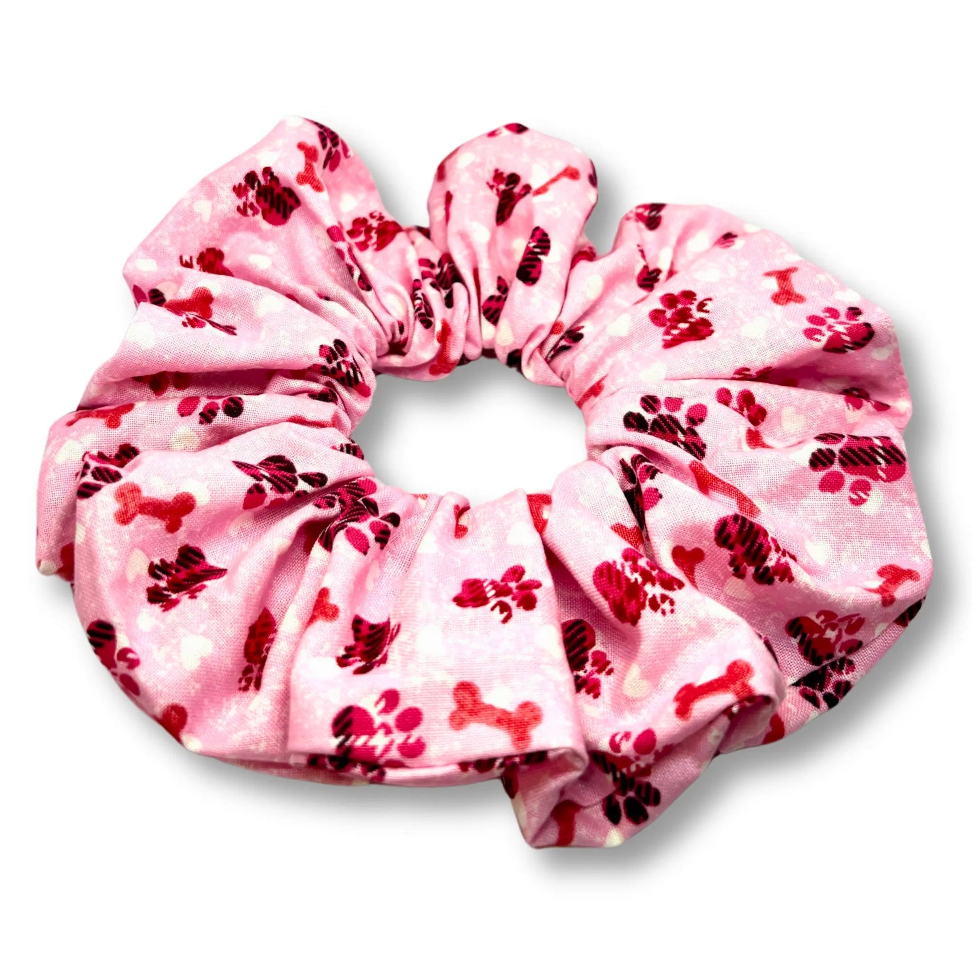 Pink Paw Print & Bones Scrunchie Enchanted Scrunch