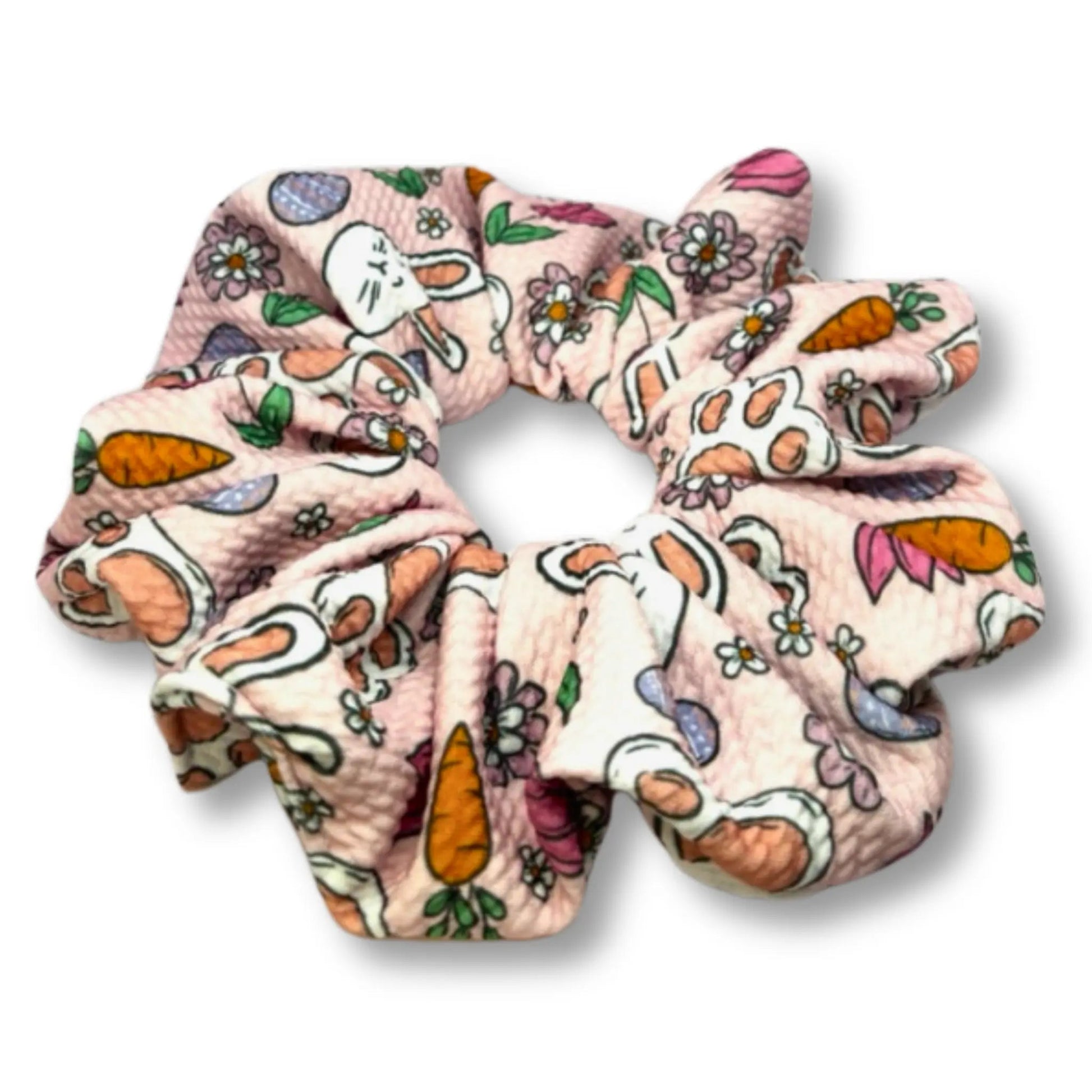 Pink Floral Bunny Easter Bullet Scrunchie Enchanted Scrunch
