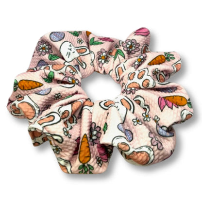 Pink Floral Bunny Easter Bullet Scrunchie Enchanted Scrunch