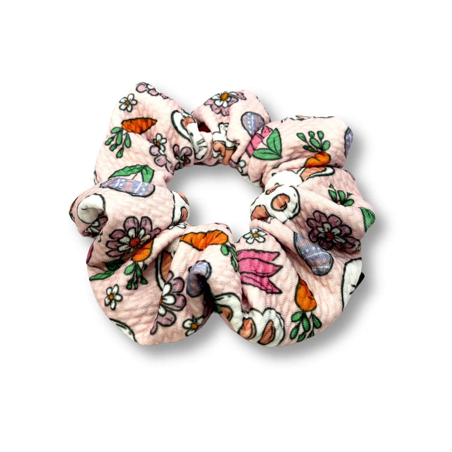 Mini Pink Floral Bunny Easter Bullet Scrunchie Enchanted Scrunch