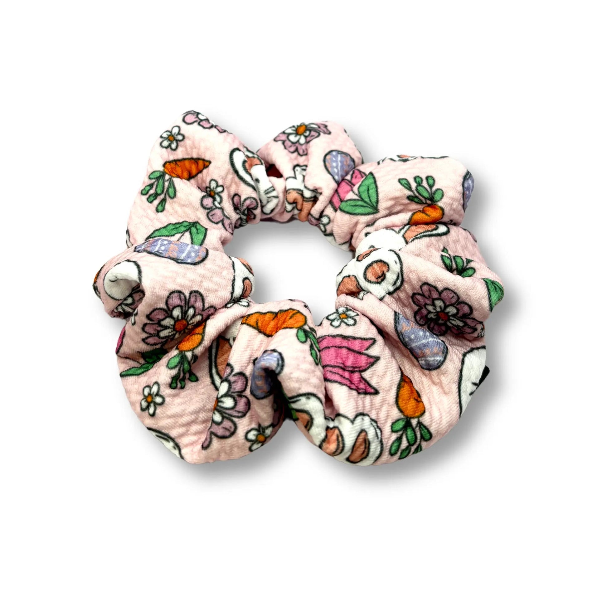 Mini Pink Floral Bunny Easter Bullet Scrunchie Enchanted Scrunch