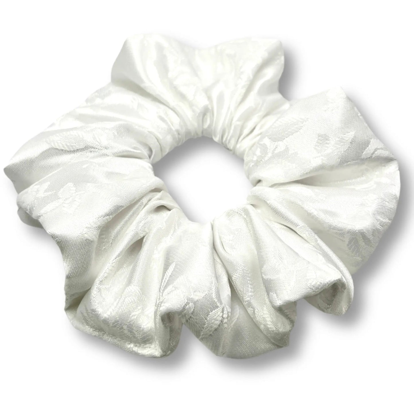 White Leaf Satin Scrunchie Enchanted Scrunch