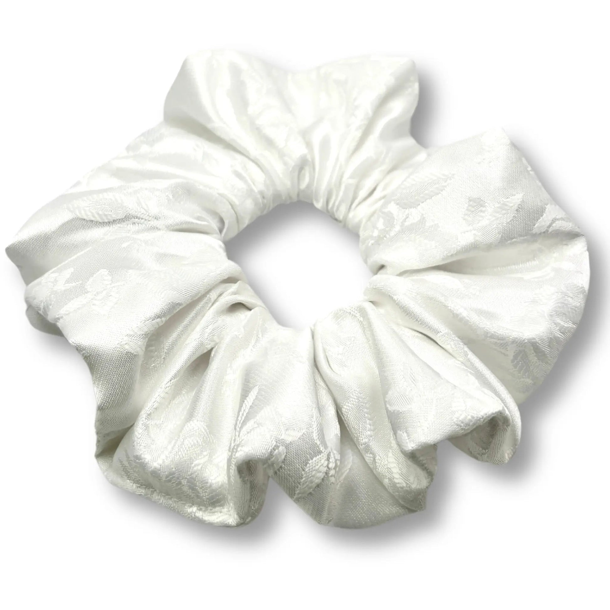 White Leaf Satin Scrunchie Enchanted Scrunch