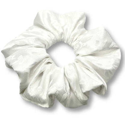 White Leaf Satin Scrunchie Enchanted Scrunch